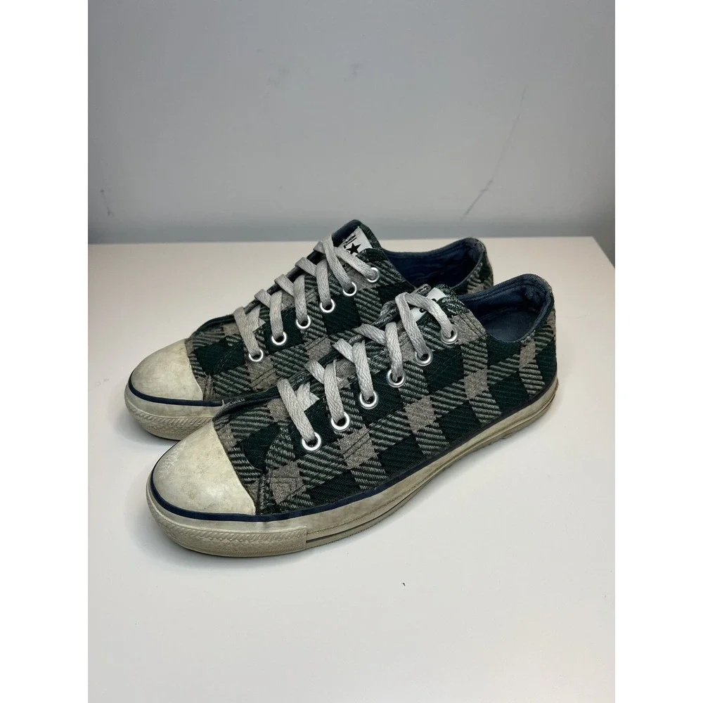 Vintage Converse All Star Plaid Low Top Sneakers Shoes Men's 6 Made In USA RARE‎